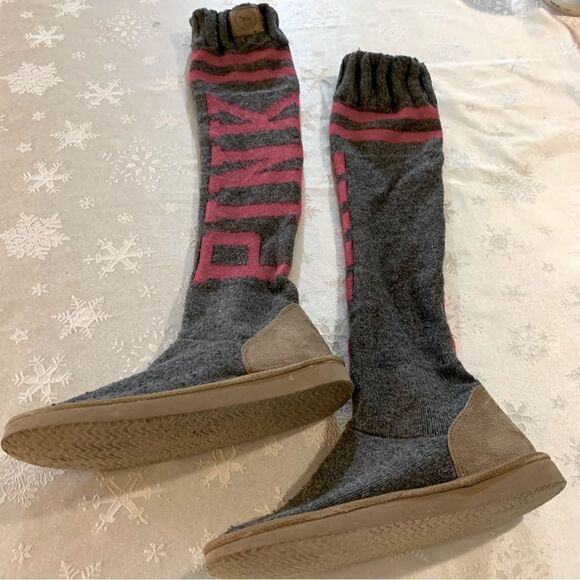 Vintage Pink by Victoria's Secret Knit Sock Boots knee High 23” Sz 10 Gorgeous - Picture 6 of 7